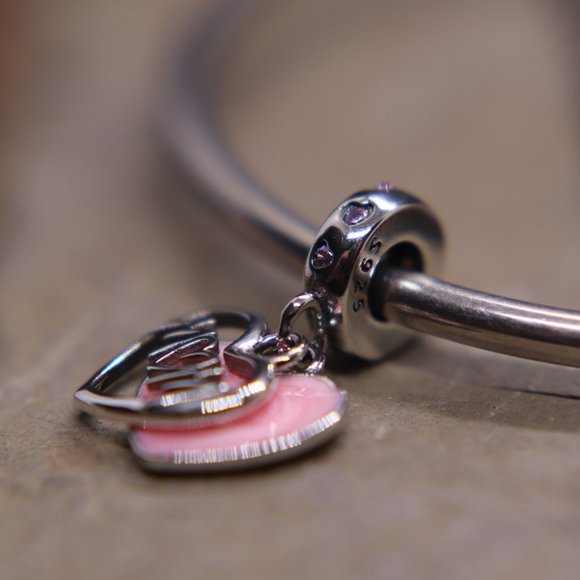 Pink Heart Mom Dangle Bracelet Charm - S925 Sterling Silver Fits Pandora - Picture 4 of 6